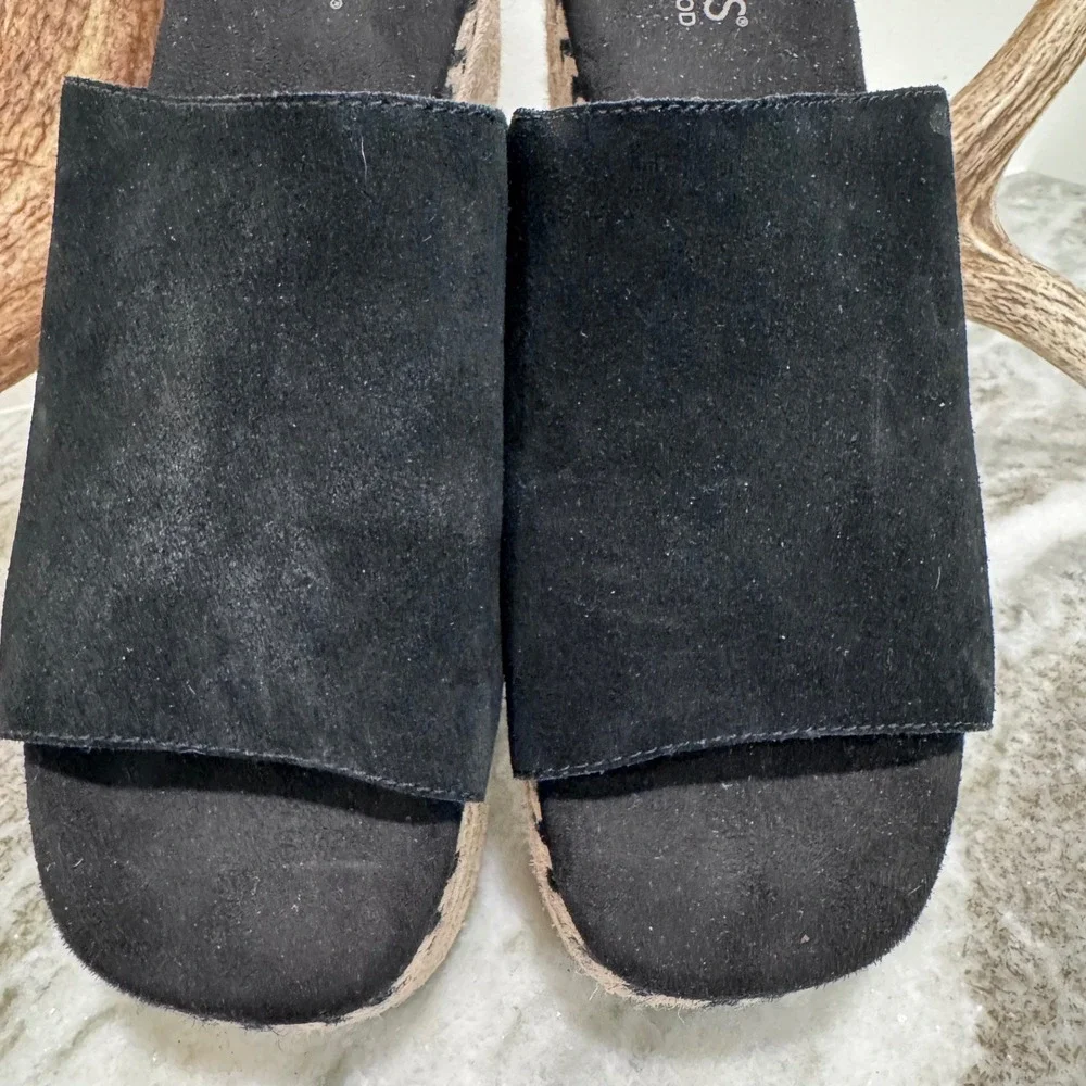TOMS Diana Black Suede Espadrille Platform Wedge Sandals Womens 9.5